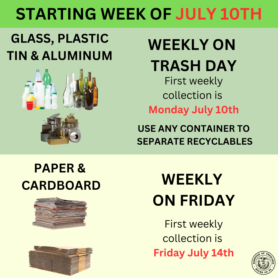 Recycling Schedule Starting July 10 1